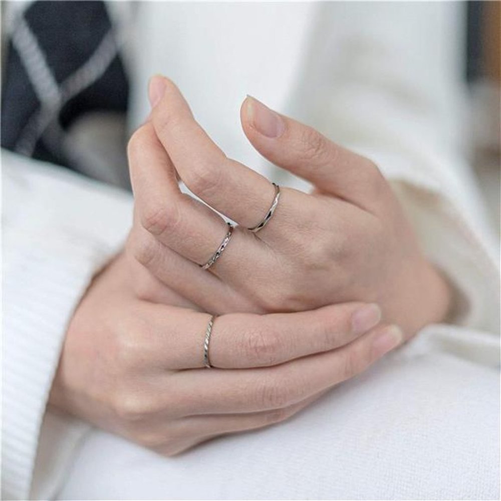 Set of 3 Stainless Steel Stacking Rings | Plain Band Knuckle Midi Rings - Picture 4 of 5